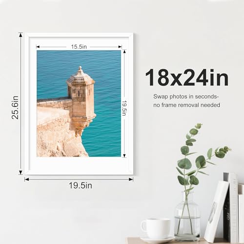 Image of Picrit 18x24 Picture Frame Set of 7, White Poster Frames for Wall