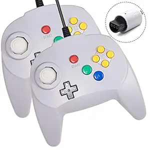2 Pack N64 Mini Controller, Retro Upgraded Joystick Wired Bit Video Gaming Controllers for N64 Console Video Games System Gray