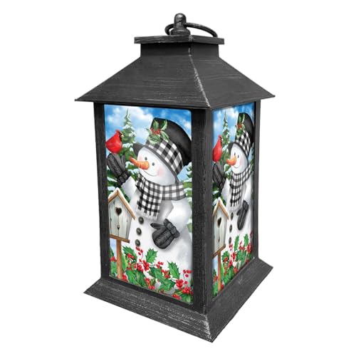 Briarwood Lane Winter LED Candle Lantern 13.5 x 5.5 x 5.5 Checkered Snowman