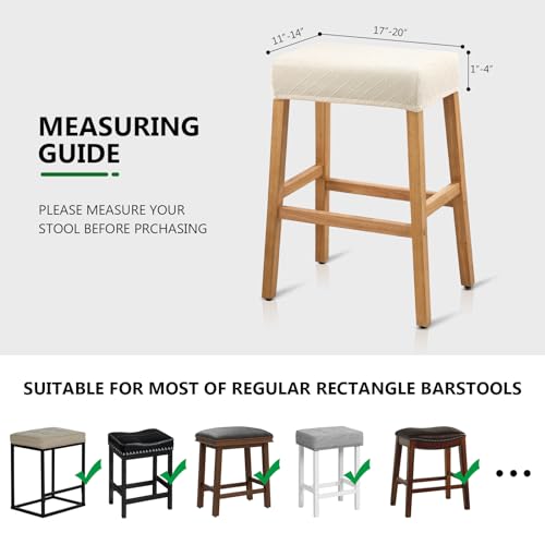 Stool Covers Rectangle - 2 Pack Stretch Waterproof Saddle Seat Cover Counter Bar Stools Bar Chairs Covers Kitchen Island Chairs Cushion Protector - Image 4
