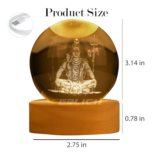Image of 3D Shiv Crystal Ball Night Lamp, Solar System Light, USB Table Colorful LED Wooden Crystal for Home, Office, Birthday Gift