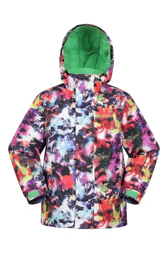 Mountain Warehouse Mogal Printed Kids Waterproof Ski Jacket - Zipped Pockets, Detachable Hood, Snowskirt -Best for Snowboarding, Winter Sports Mixed Kids Size 3-4 Years