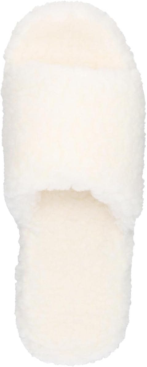 INC Womens Dinnaa Cozy Faux Fur Slide Slippers Ivory 7 Medium (B,M)