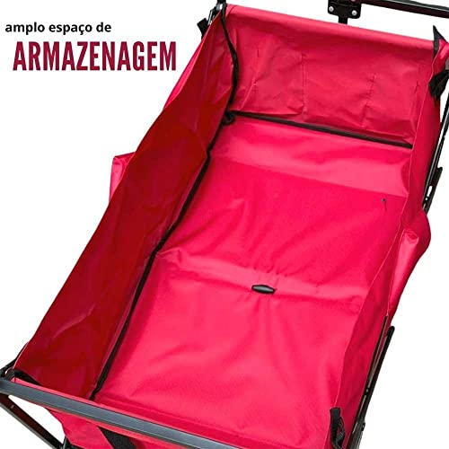 Carrinho Dobrável Camping Articulado Importway IWCDCAC Verm.