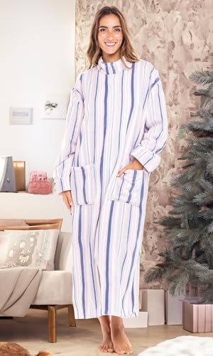 Image of Alexander Del Rossa Long Zip Up Robes, Plush Zipper Robes for Plus Size, Housecoats Zipper Front