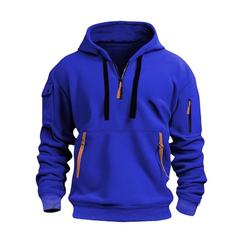Tactical Hoodies For Men Quarter Zip Pullover Vintage Workout Active Hoodie With Pockets Men's Sweatshirts