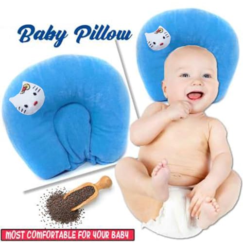 Image of Mustard Seed Pillow for New Born Baby, Ideal for Round Head Shaping Seed Pillow with Foam Cotton Cover for 0 to 12 Months Babies (Seed)