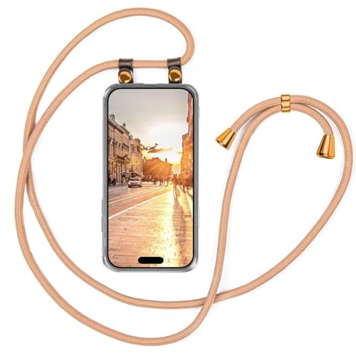Chaîne de téléphone pour iPhone 17 moex cordon en tissu amovible finition dorée
