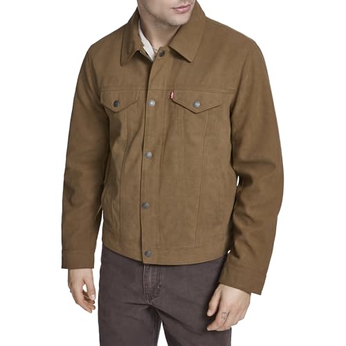 Levi'S Men'S Faux Leather Classic Trucker Jacket, Toffee Faux Suede, L