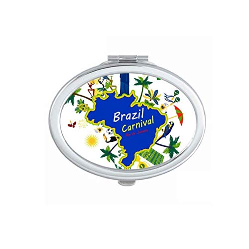 Mount Corcovado Brazil Maps Brazil Carnival Mirror Portable Fold Hand Makeup Double Side Glasses image 2