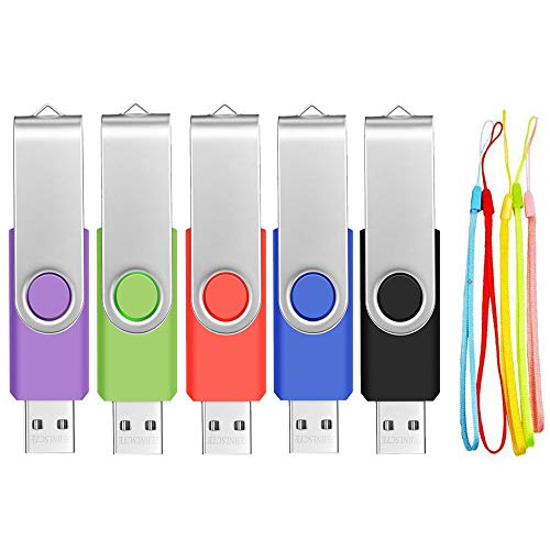 Clé USB 2.0 2 Go Lot de 5 Disque Flash USB Pivotante Cles USB 2Go Clef USB pour PC Stockage de Données Couleur Multicolore Pen Drive avec Cordes by FEBNISCTE