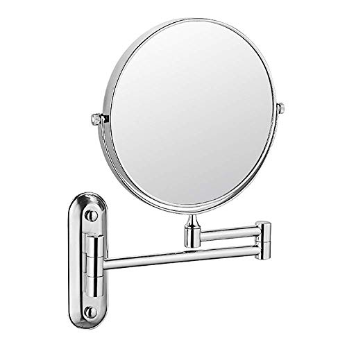 Miroir cosmétique mural 5X argenté rotatif extensible design chic hôtel - 2