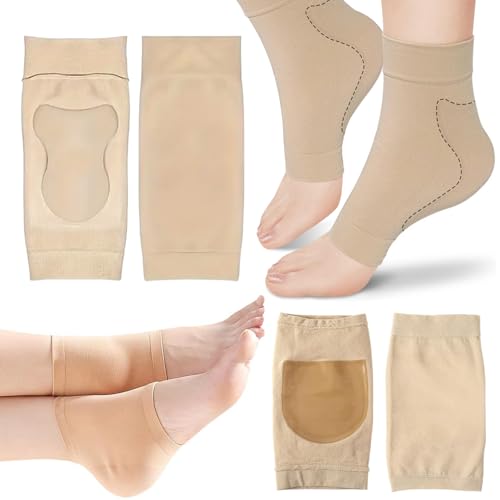 2Pairs Gel Ankle Compression Support Socks & Gel Heel Protection Socks, Plantar Fasciitis Achilles Tendonitis Support with Gel Pads, Neoprene Ankle Protectors, Sprained Ankle Wrap Socks for Women Men