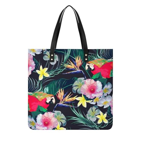 Tote bag tropical grand format sac à bandoulière femme résistant 39x39cm