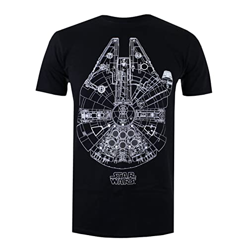 Star Wars Men's Millenium Lines T Shirt, Black, L UK