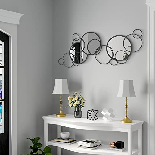 Joudia Decorative Wall Mirror, Modern Wall Mirrors For Living Room Decor Black Overlapping Metal Wall Mirror For Entryway Foyer Hallway Bedroom, 48 * 19 In Large Wall Mirror Decor #TOP2
