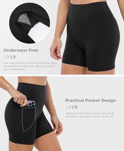 BRXL Buttery Soft Biker Shorts 5" for Women with Pockets No Front Seam High Waist Athletic Volleyball Gym Yoga Spandex3