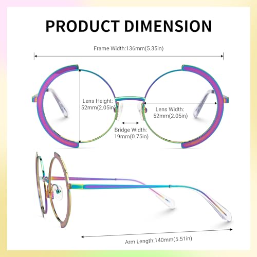 Image of Zeelool Vintage Metal Round Eyeglasses Frame for Women with Non-prescription Clear Lens ZJGM351423