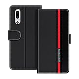 UOGNADGD Lederhülle Kompatibel mit Sharp Aquos C10 Klappbares Portemonnaie-Hülle mit Magnetverschluss Ständer & Kartenfächern stoßfestem Schutz (Schwarz)