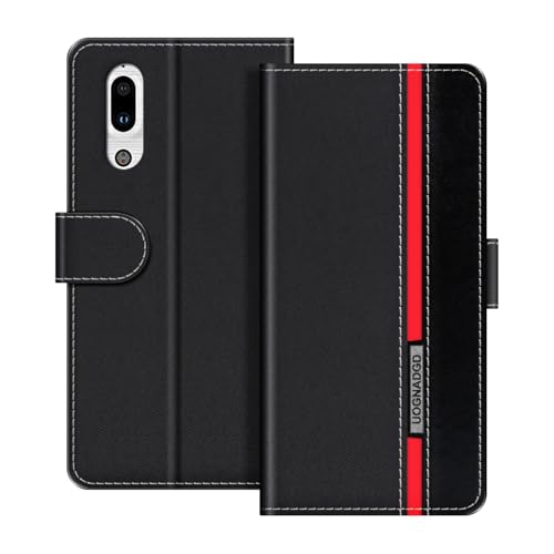 UOGNADGD Lederhülle Kompatibel mit Sharp Aquos C10 Klappbares Portemonnaie-Hülle mit Magnetverschluss Ständer & Kartenfächern stoßfestem Schutz (Schwarz)
