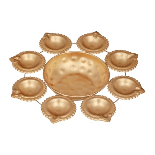 Tied Ribbons TR-D22-CA-SETOF2URLI-SO01 Urlis For Decoration Indian | Iron, 10,12,14 Inch | Set Of 3 | Diya Shape Flower Decorative Urli Bowl For Diwali thumb #7