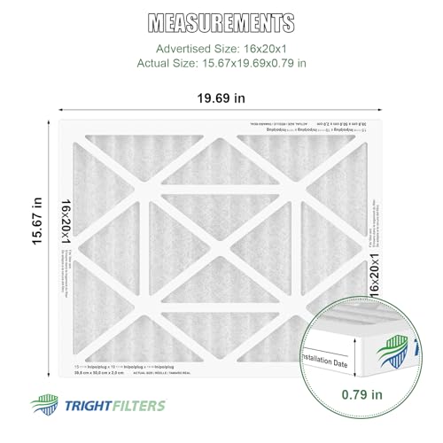 Image of TRIGHTFILTERS 16x20x1 Air Filter 4 Pack, MERV 8 Pleated HVAC Furnace Filter