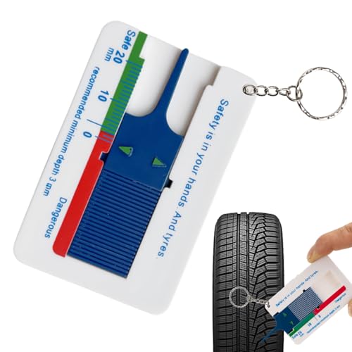 Reifenprofiltiefenmesser – 6,5 x 4,3 x 0,5 cm, kompaktes ABS-Messgerät, leicht ablesbare Nonius-Skala für genaue Reifenbewertung | Perfekt für Fahrzeugtests in der Auto-, Motorrad-, LKW-Werkstatt