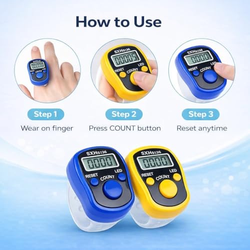 Image of PulGos 𝐏𝐚𝐜𝐤 𝐨𝐟 𝟐 Ring Tally Counter for Chanting Mantra | Finger Counter for Naam Jap, Meditation, Prayer & Pooja | Smooth Click & 𝐀𝐜𝐜𝐮𝐫𝐚𝐭𝐞 Counting Machine for Jap Mala & Umpire Use