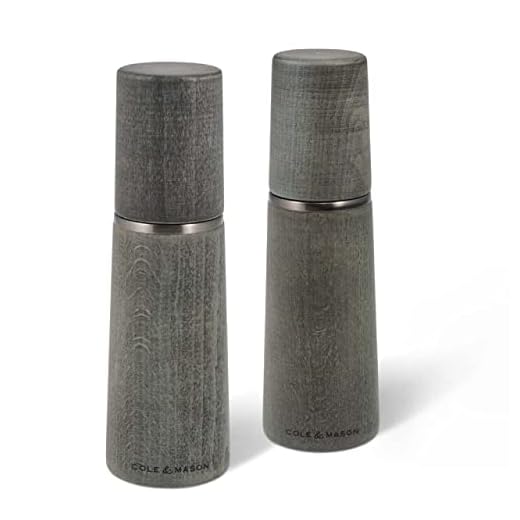 Cole & Mason Marlow Wood Mill Set - Balanced Salt and Pepper Grinders - Refillable Spice Tools - Adjustable Salt and Peppercorn Grinder Settings - Dark Grey
