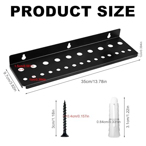 HSUYUN Schraubendreher Halterung, 25 Löcher Schraubendreher Halter, Kohlenstoffstahl Schraubenzieher-Halterung Wand, mit Schrauben und Dübeln, für Garage, Werkstatt und Arbeitstisch