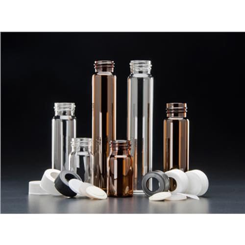 JG Finneran 9-120-3 Clear Borosilicate Glass Precleaned and Certified VOA Vial with White Polypropylene Solid Top Closure and PTFE Lined, 24-400mm Cap Size, 40mL Capacity (Pack of 72)