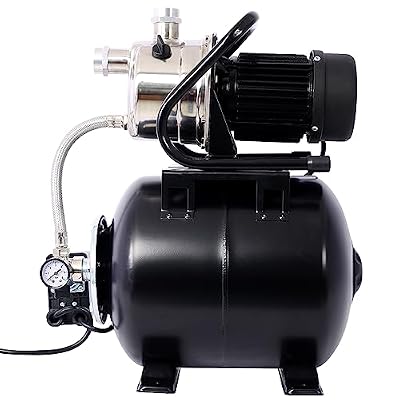 Gecheer 1.6HP Shallow Well Jet Pump with 5-Gallon Pressure Tank – Automatic Water Booster for Home, Garden, Lawn & Farm Irrigation, Stainless Steel Head, 23ft Suction, 1000 GPH