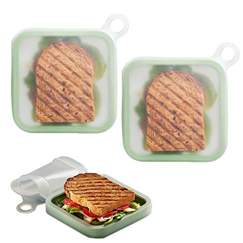 Counius 2 Pcs Sandwich Toast Lunch Box Silicone Enfants Leakproof Souple Scellé Boîte À Lunch Réutilisable,Avec Couverture Portable Conteneur Stockage Aliments pour Enfants Déjeuner Bureau Cover