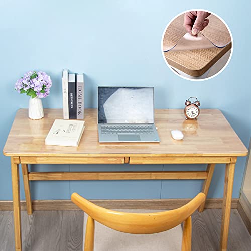 WASJOYE Transparente Schreibtischunterlage, rutschfest, runde Kanten, Schreibunterlage aus PVC, strukturierte Schreibtischunterlage für Büro und Zuhause (91,5 x 50,8 cm) Cover