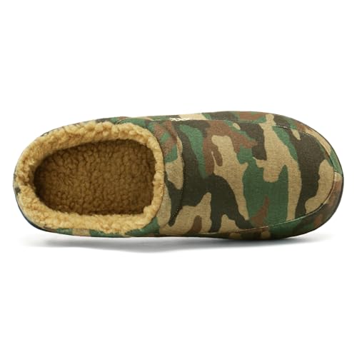 Image of NewDenBer Men's Warm Memory Foam Suede Plush Fleece Lined Slip on Indoor Outdoor Clog House Slippers