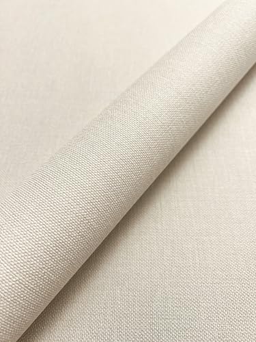 Newroom Papier Peint Intissé Crème Vinyle Aspect Lin - Moderne Uni Structure Textile pour Salon Chambre