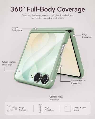 Image of STORMTAL for Samsung Galaxy Z Flip 8 Case, Hinge Protection, Built-in Screen Protector, Wireless Charging, Shockproof, Slim Rugged Phone Protective Case for Galaxy Z Flip 8 Matcha