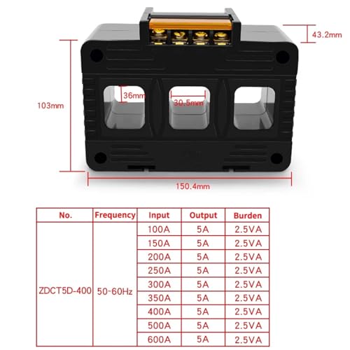 Transformateur de courant triphasé Zdct5D capteur miniature CA 400A 1A pour compteur