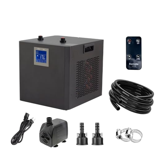 Image of 132 Gallon Aquarium Chiller,LED Display Fish Tank Chiller, 1 /2 HP Active Aqua Chiller for Axolotl, Water Chiller with Pump, Nozzles and Hoops Ideal for Coral Reef Shrimp
