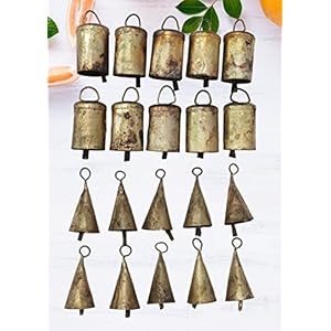 Rustic Iron Tin Metal Vintage Cow Bells Jingle for Wind Chimes and Crafts 2" H Antique Brass Covering Bells, Craft Bells, Christmas Bell Ornaments (Set of 20 Pieces) Rustic Iron Tin Metal Vintage Cow Bells Jingle for Wind Chimes and Crafts 2 H Antique Brass Covering Bells Craft Bells Christmas Bell Ornaments Set of 20 Pieces