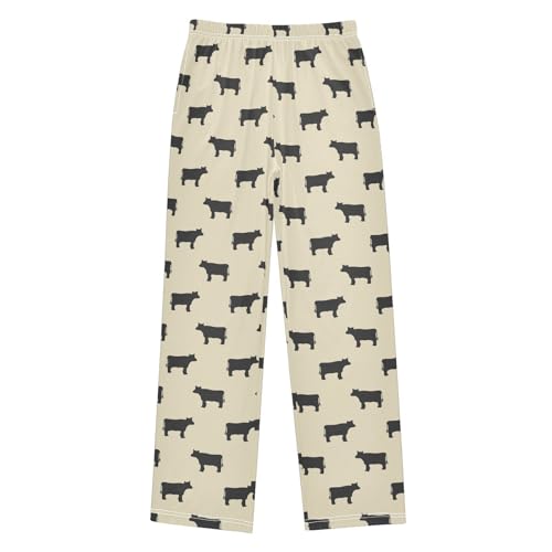 ZZXXB Cow Print Boys Long Pants Soft Trousers Elastic Waist Kids Lounge Bottoms with Pockets S-XL