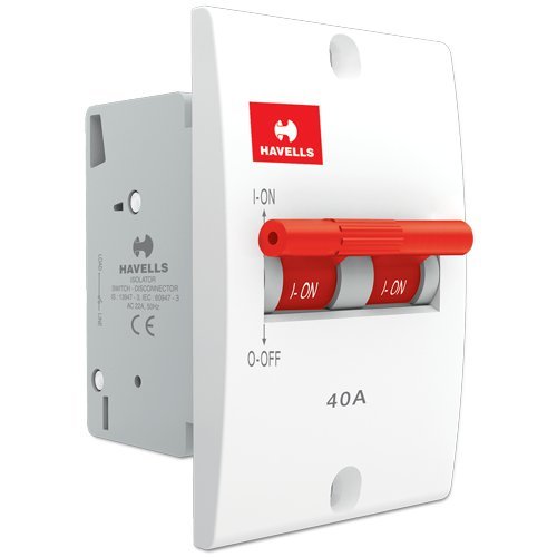 Image of Havells DHMNIDPX040 PVC Plastic 40A DP Switch Disconnector Mini MCB (White)
