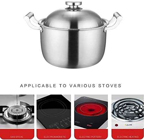 Panela de Aço Inoxidável com Tampa, Panela de Sopa Panela Antiaderente de Aço Composto de Cinco Cama