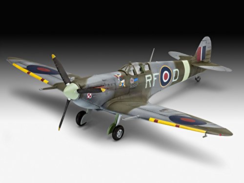 Revell Model Set 63897 Supermarine Spitfire Mk.Vb 1:72 Scale Unbuilt/Unpainted Plastic Model Kit with Contacta Professional Glue, Paintbrush & Selected Aqua Color Paints