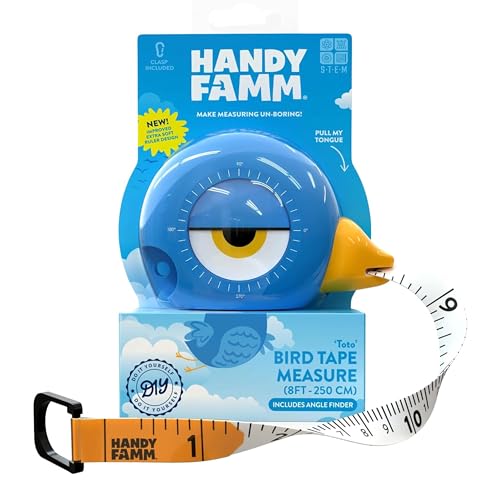 Handy Famm メジャー 水平器【センチ、インチ の両対応】自動巻き取り 巻き尺 巻尺 スケール 子供用 工作 8ft (2.5m)(ブルー。)