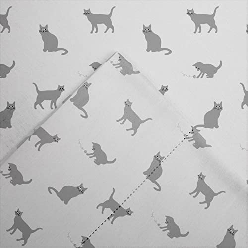 Pointehaven 180 Gsm Velvet Feel Luxury 100% Cotton Printed Flannel Sheet Set,4Pcs, Queen, Cats - Warm & Cozy - Pre-Shrunk -Deep Pockets - Elastic All Around-Comfy Double Brushed - #TOP4