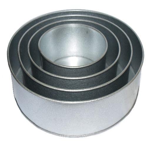 4 Tier Round Multilayer Birthday Wedding Cake Tins - 6",8",10",12" In (3" Deep) Silver #TOP24