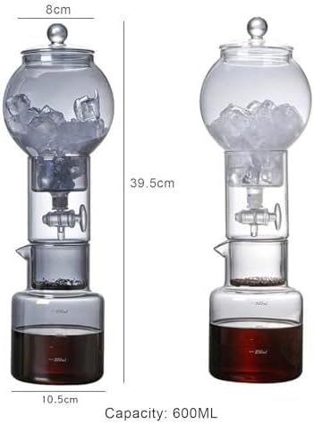 Cold Brew Drip Tower,Iced Coffee Maker with Adjustable Dripper, Stainless Steel Filter Detachable Glass for Home Office