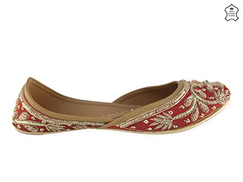 Image of Fulkari Women's Murraya Genuine Soft Leather Juttis | Bite and Pinch Free Jutis | Punjabi Jutti For Ladies | Bridal Ethnic Stylish Mojari Flats For Girls |
