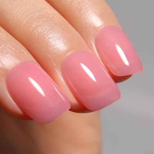Firedeep Pink Gel Polish, 16ML Jelly Nude Pink Gel Nail Polish UV/LED Soak Off Gel Polish Neutral Pink Gel Nails Long Lasting for Nail Art Manicure Home DIY 1Pcs